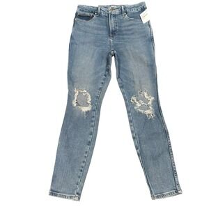 Good American Skinny Jeans‎ Distressed Knee Light Wash Denim Size 6 NWT